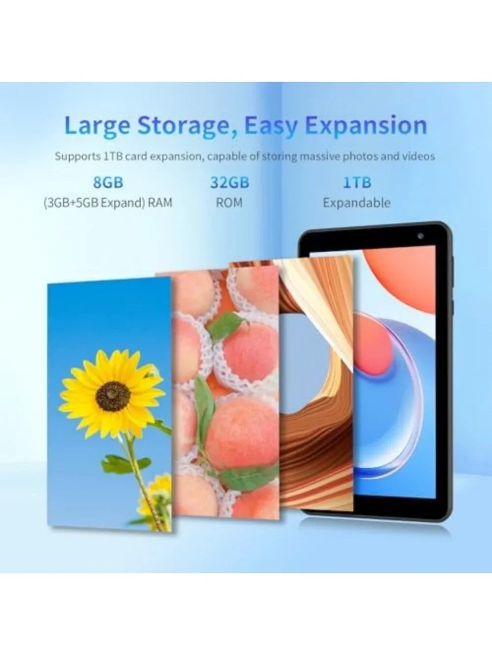 7-Inch Android Tablet, 8GB RAM, 32GB Storage, Expandable, 5G WiFi, Dual Camera